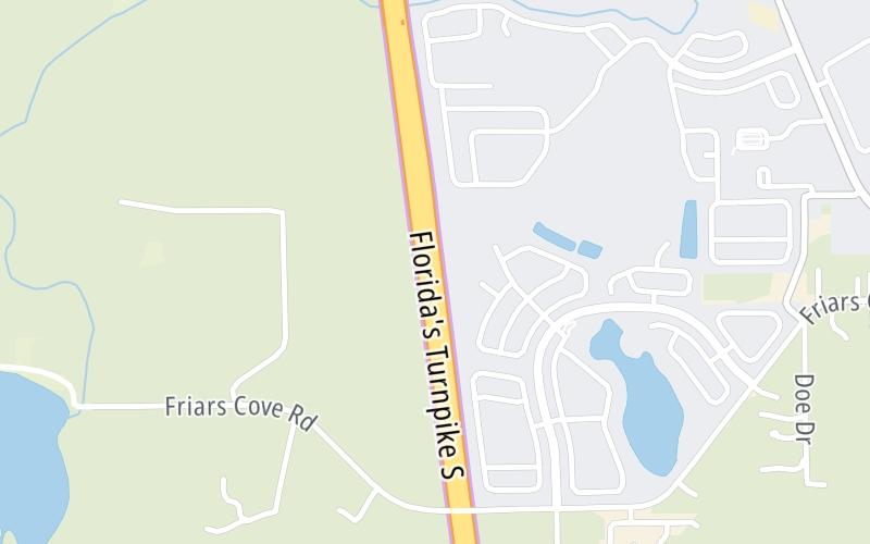 Static map of Floridas Turnpike at Three Lakes Toll Gantry