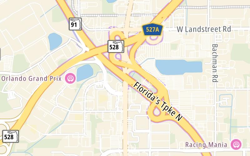 Static map of Floridas Turnpike at SR 528/Beach Line Expy / Orlando Intl/MCO