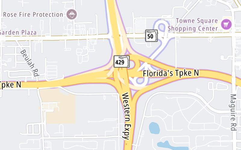 Static map of Floridas Turnpike at Western Beltway