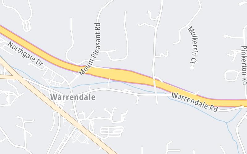 Static map of Pennsylvania Turnpike at Warrendale Toll Plaza