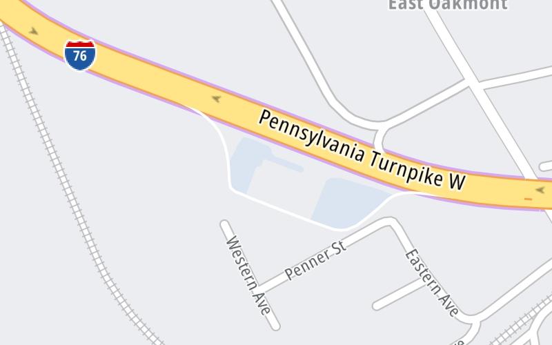 Static map of Pennsylvania Turnpike at Oakmont Plum Service Plaza