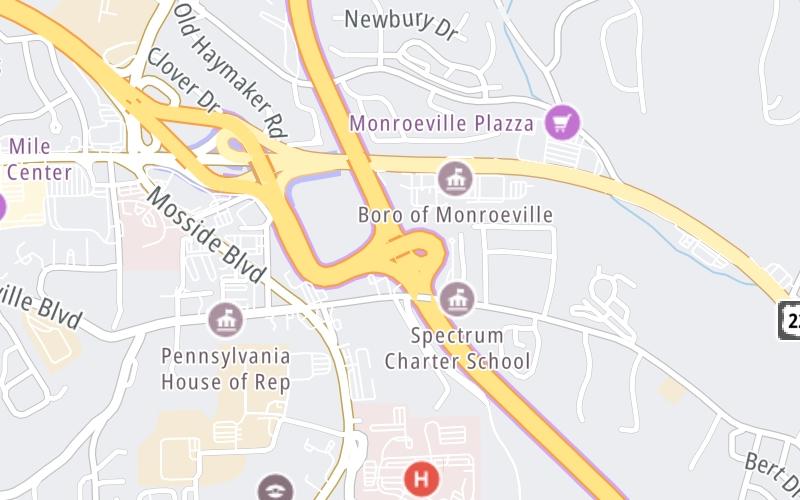 Static map of Pennsylvania Turnpike at I–376 / William Penn Highway