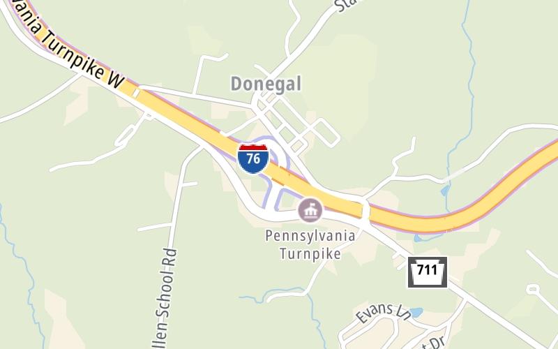 Static map of Pennsylvania Turnpike at PA 31 / PA 711