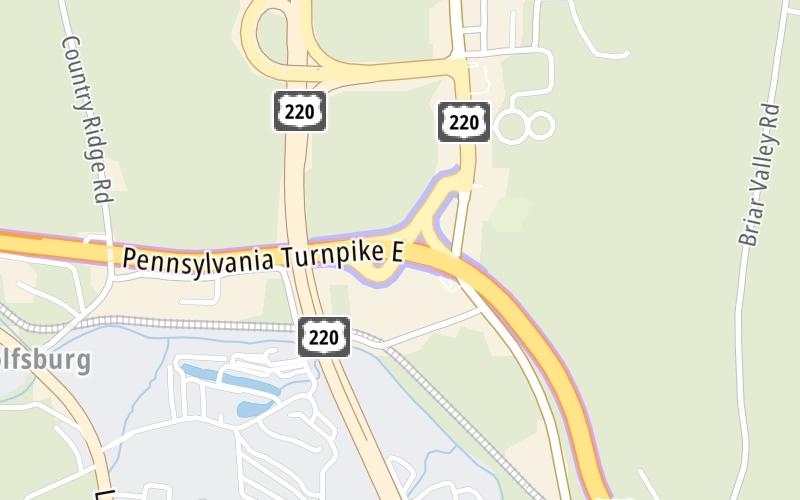 Static map of Pennsylvania Turnpike at I–99 / US 220