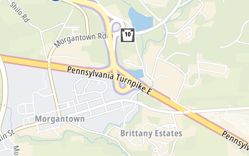 Static map of Pennsylvania Turnpike at I–176 / Morgantown Expy