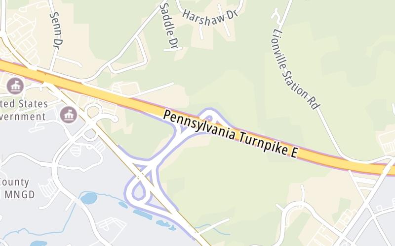 Static map of Pennsylvania Turnpike at PA 100 / Pottstown Pike / US 322