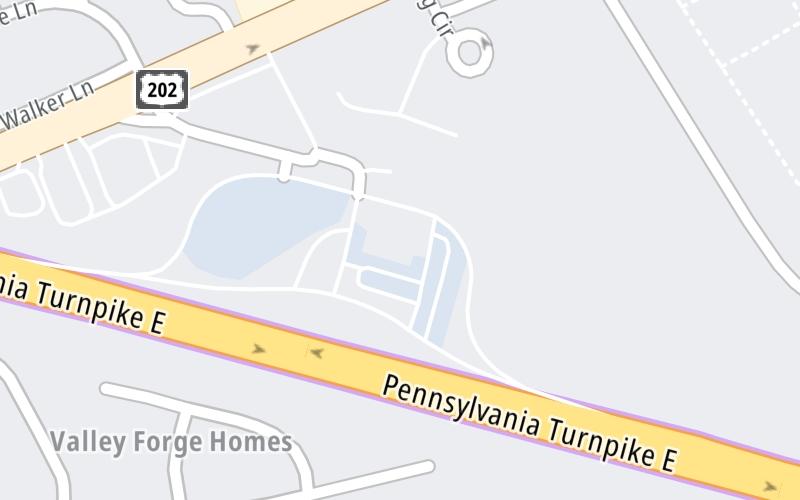 Static map of Pennsylvania Turnpike at King Of Prussia Service Plaza
