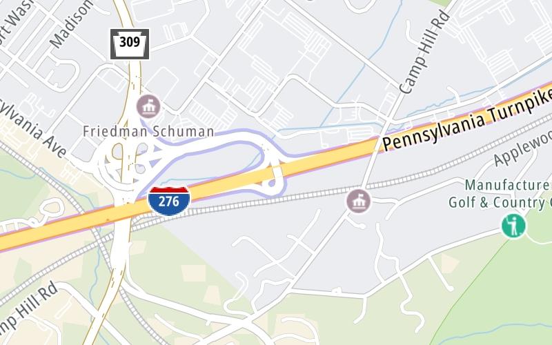Static map of Pennsylvania Turnpike at PA 309
