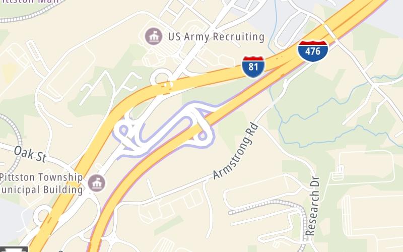 Static map of Pennsylvania Turnpike at PA 315 / to I–81