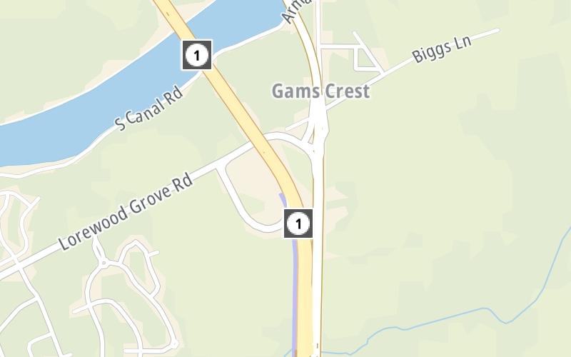 Static map of State Route 1 at US 13