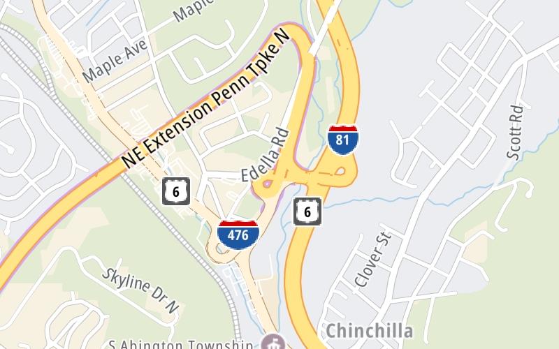 Static map of Pennsylvania Turnpike at I–81 / US 11 / Clarks Summit