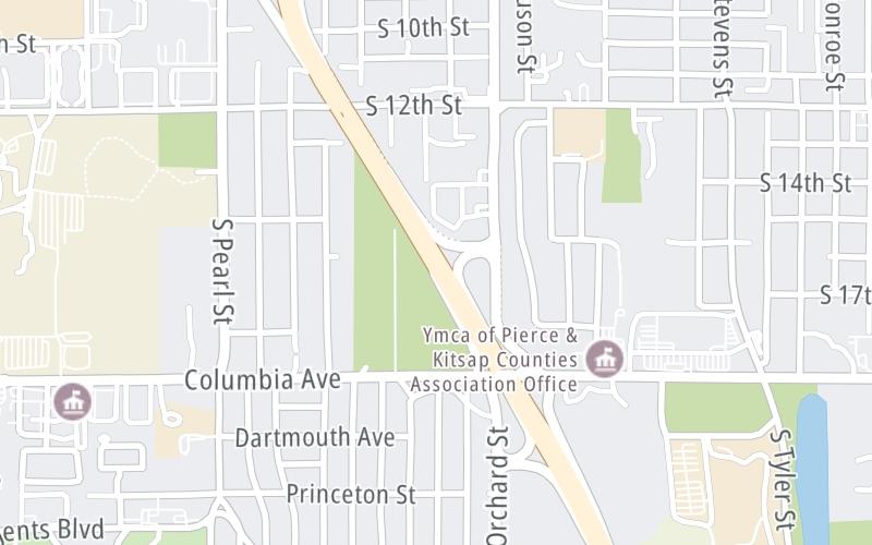 Static map of Tacoma Narrows Bridge at S 19th Street West