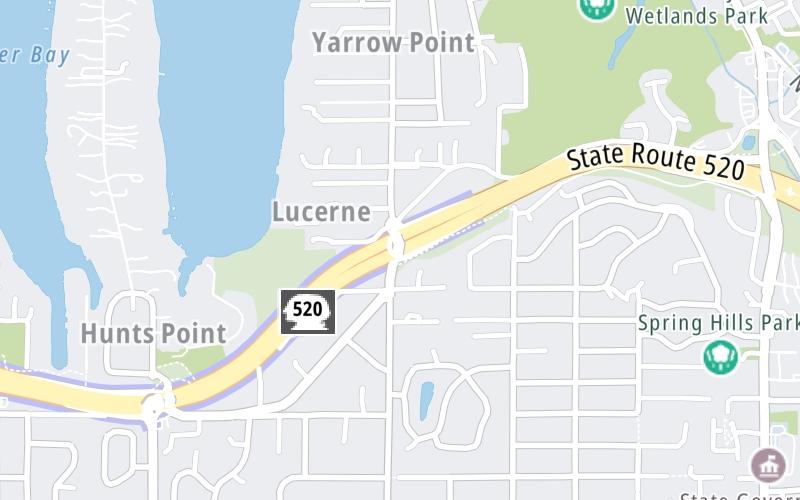 Static map of Sr 520 Bridge at 92nd Avenue NE