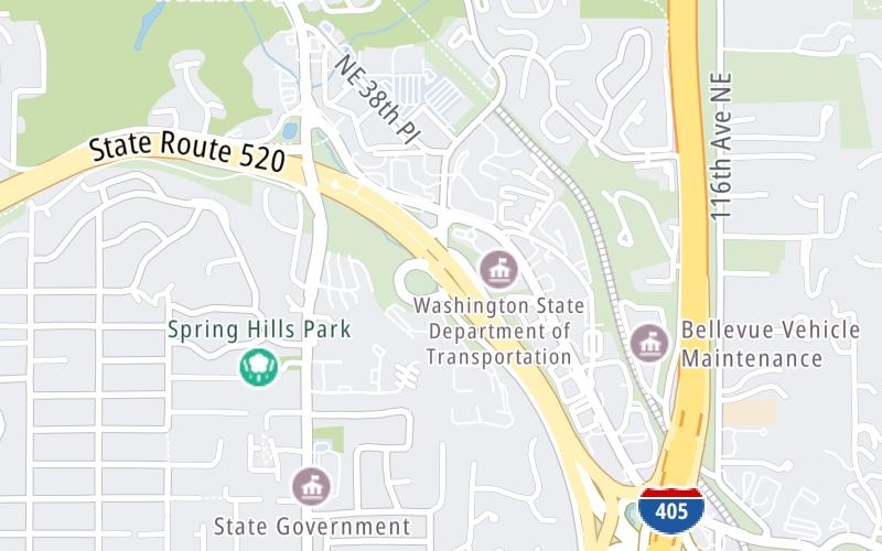 Static map of Sr 520 Bridge at 108th Avenue NE