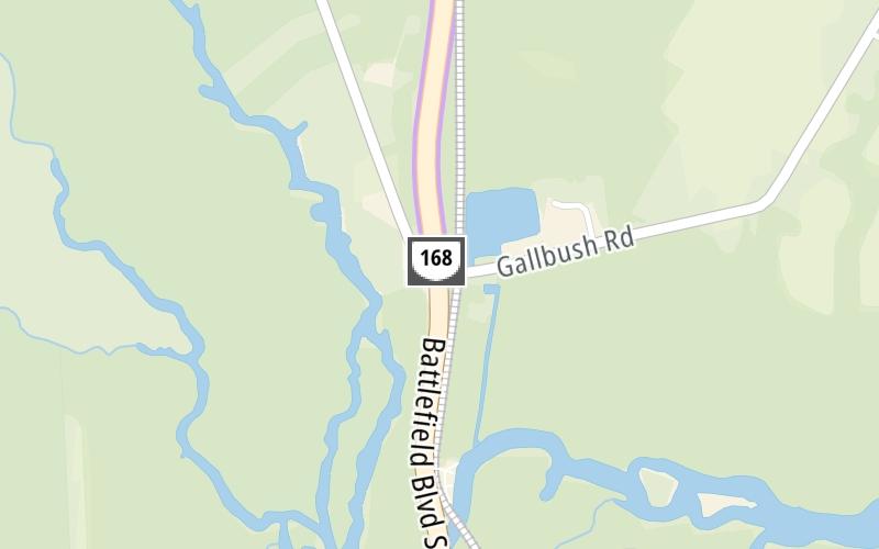 Static map of Chesapeake Expressway at Gallbush Rd / Battlefield Blvd