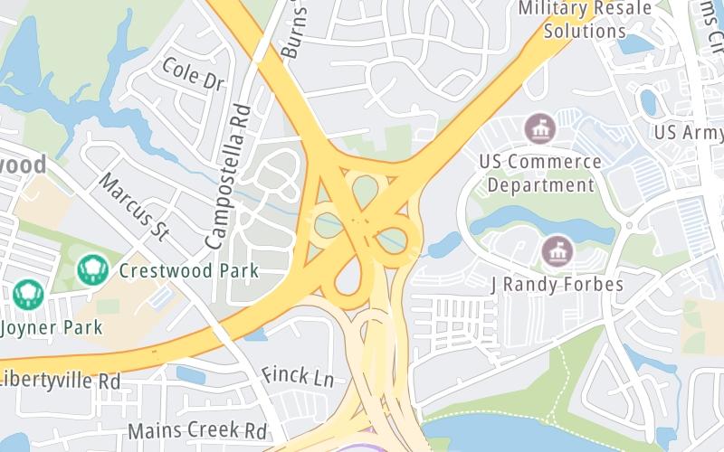 Static map of Chesapeake Expressway at I–64 West / Begin I–464