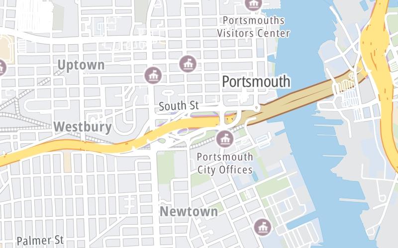 Static map of Downtown Tunnel at West Side / Norfolk Naval Shipyard