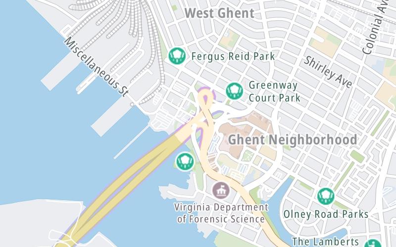 Static map of Midtown Tunnel at Hampton Blvd / Brambleton Ave