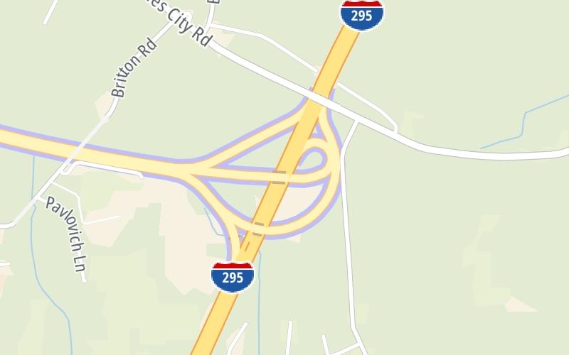 Static map of Pocahontas Parkway at I–295