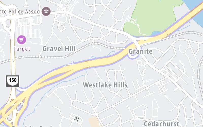 Static map of Powhite Parkway at Forest Hill NB Toll Plaza