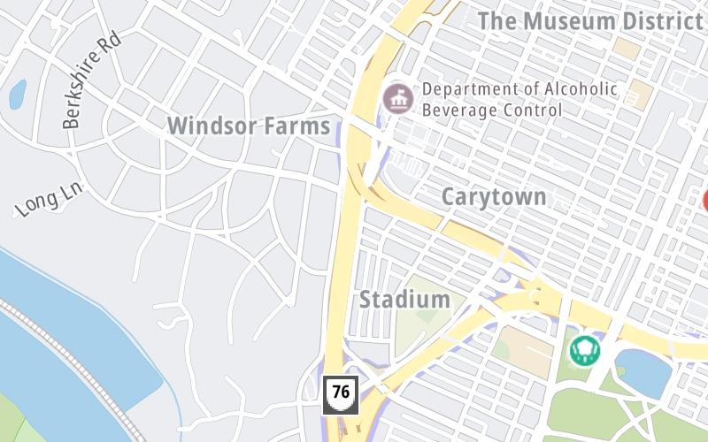 Static map of Powhite Parkway at West Cary Street / Floyd Avenue