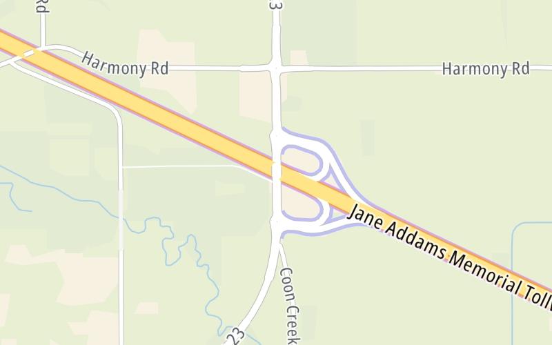 Static map of Jane Addams Memorial Tollway at Illinois 23