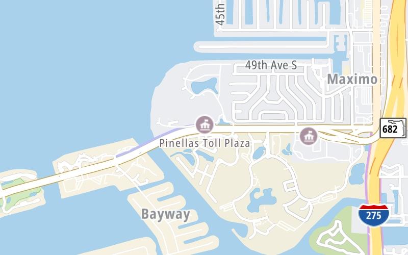 Static map of Pinellas Bayway at Pinellas Bayway East Plaza