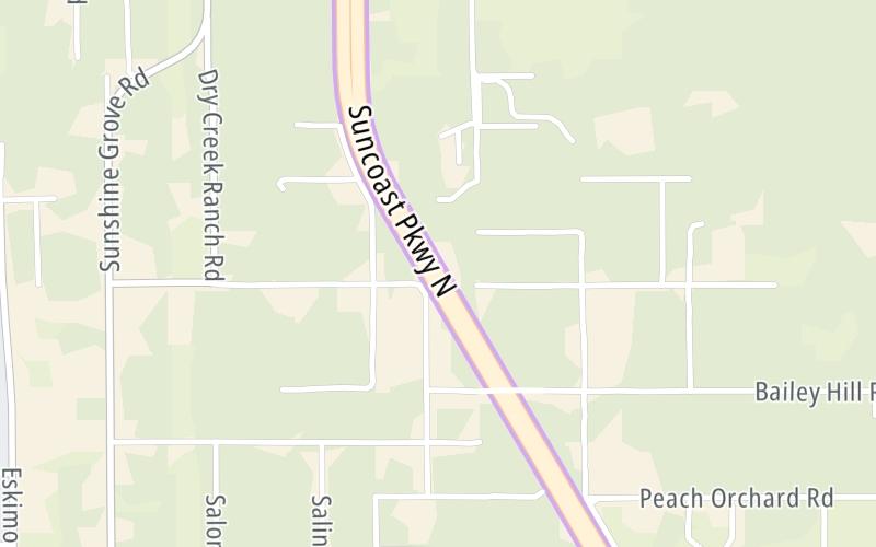 Static map of Suncoast Parkway at Oak Hammock Toll Gantry