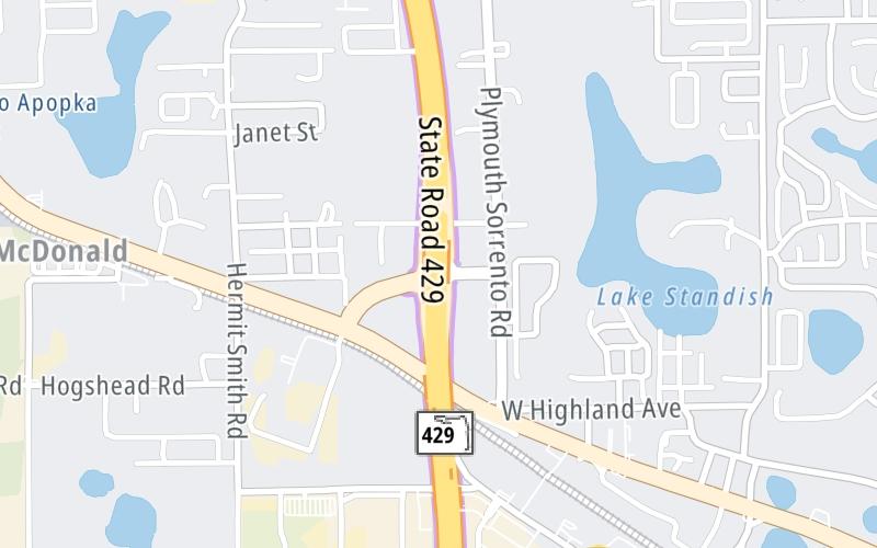 Static map of Western Beltway at US 441/Orange Blossom Trl / Plymouth Sorrento Rd