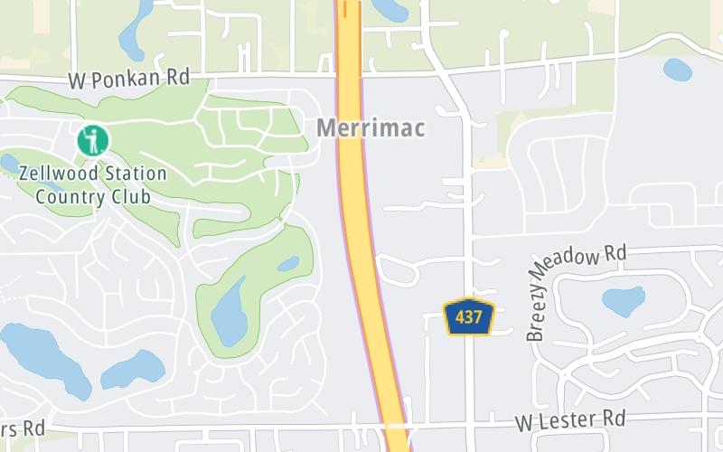 Static map of Western Beltway at Ponkan Mainline Toll Gantry