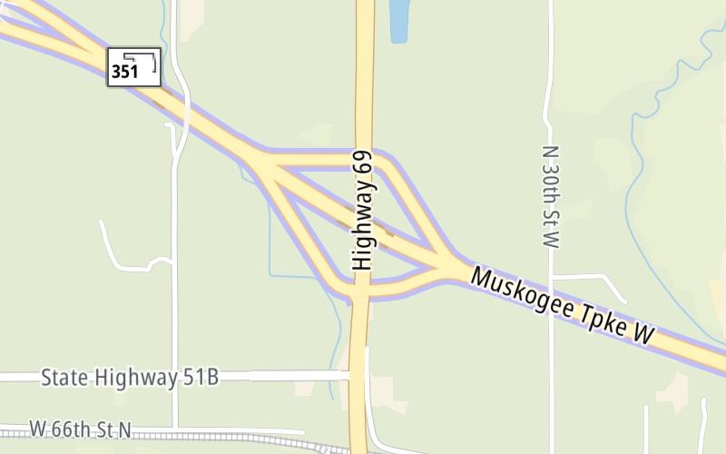 Static map of Muskogee Turnpike at US 69