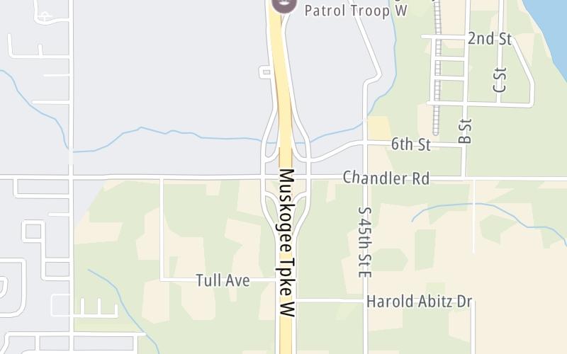 Static map of Muskogee Turnpike at Chandler Road