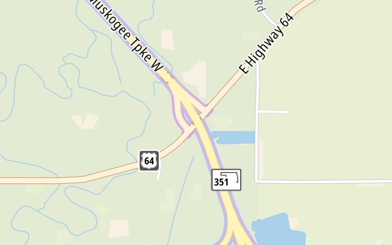 Static map of Muskogee Turnpike at US 64