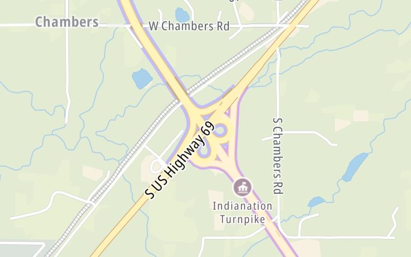 Static map of Indian Nation Turnpike at US 69