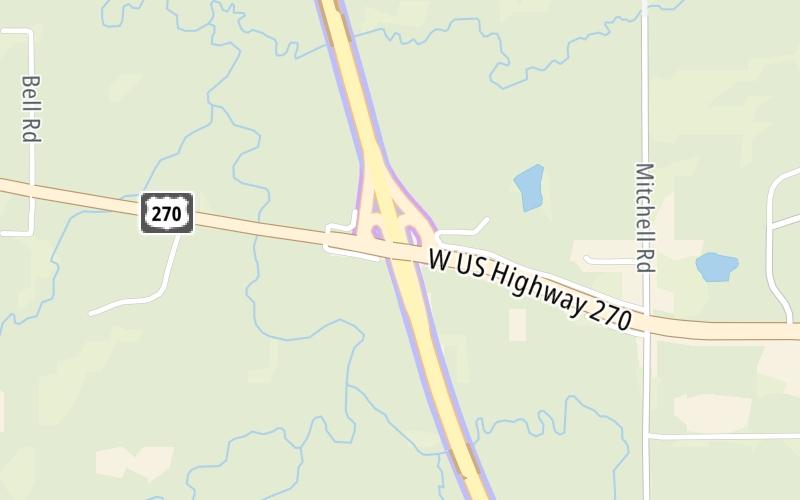 Static map of Indian Nation Turnpike at US 270 / OK 1