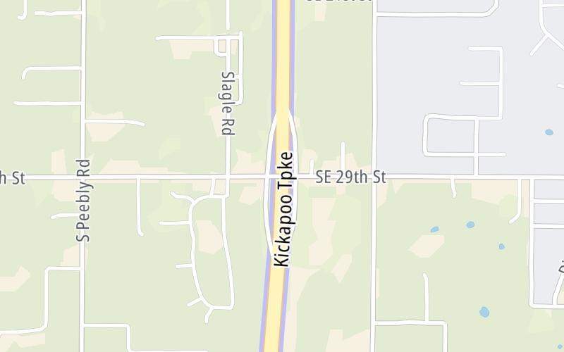 Static map of Kickapoo Turnpike at SE 29th Street