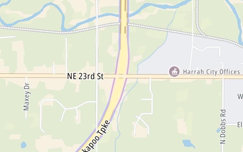 Static map of Kickapoo Turnpike at NE 23rd Street/US 62