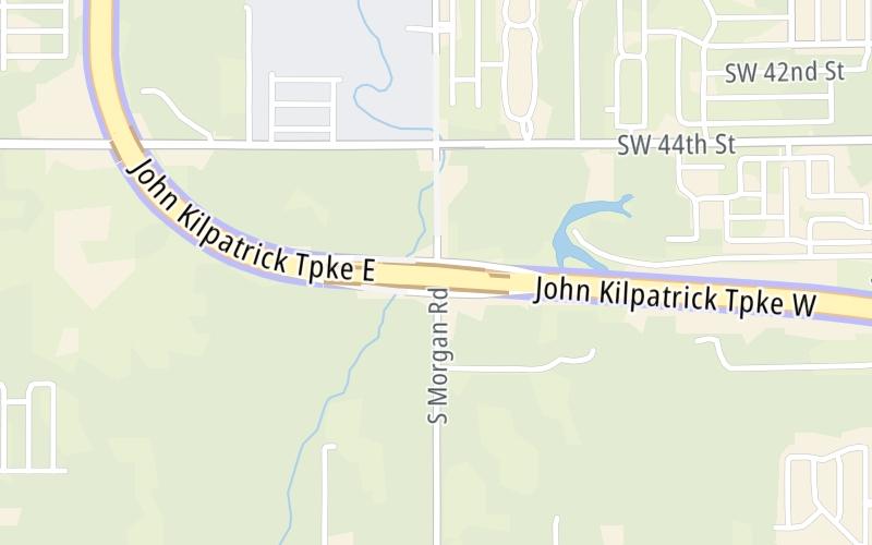 Static map of John Kilpatrick Turnpike at S Morgan Road