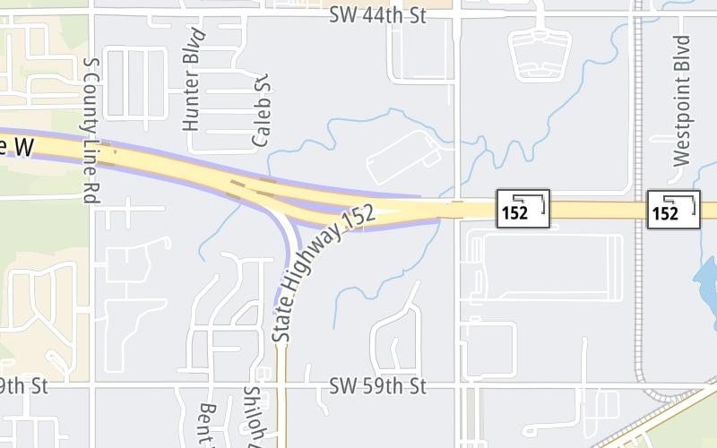 Static map of John Kilpatrick Turnpike at SH 152/Airport Road