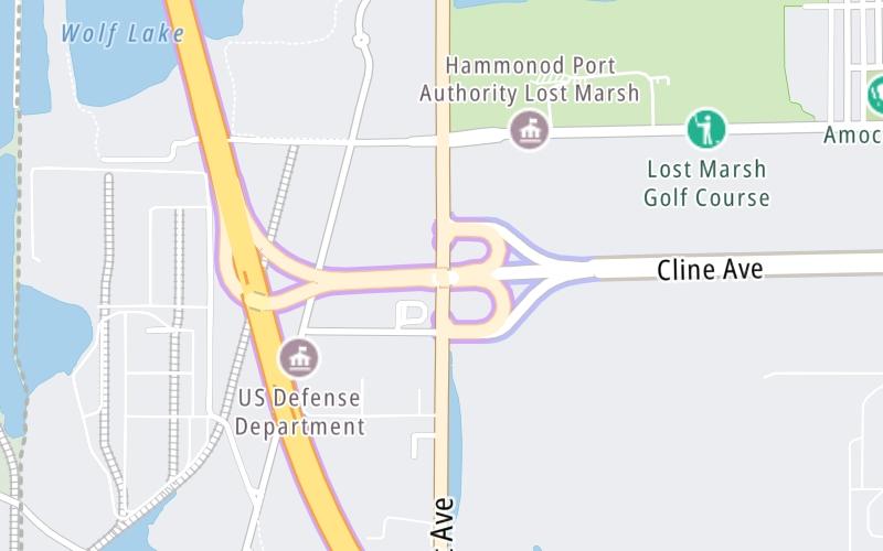 Static map of Cline Avenue Bridge at Calumet Avenue