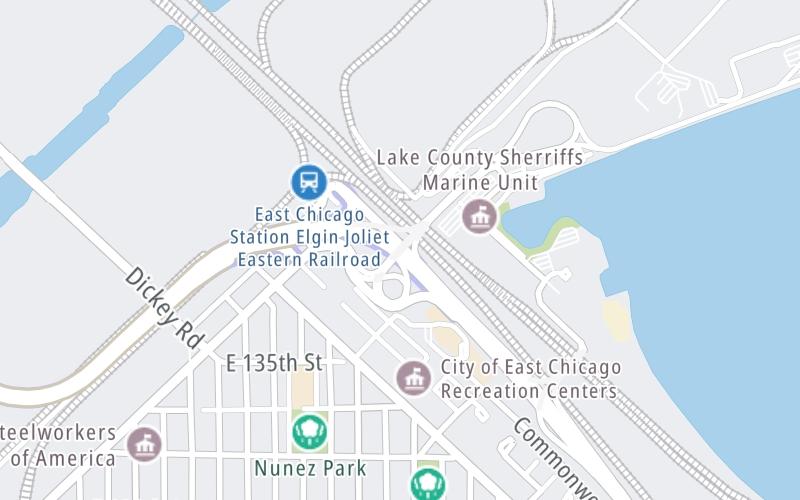 Static map of Cline Avenue Bridge at Inland Steel Overpass