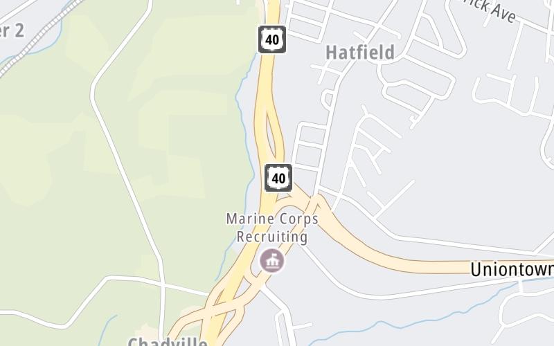 Static map of Mon Fayette Expressway at US 119 / US 40