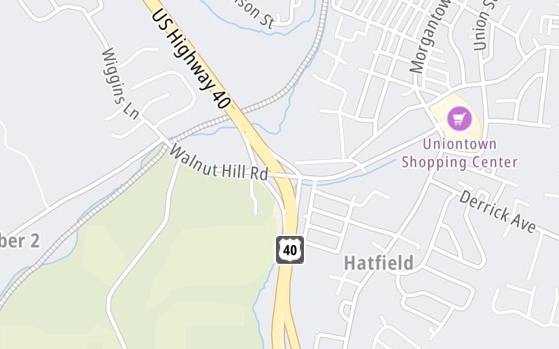 Static map of Mon Fayette Expressway at Walnut Hill Road