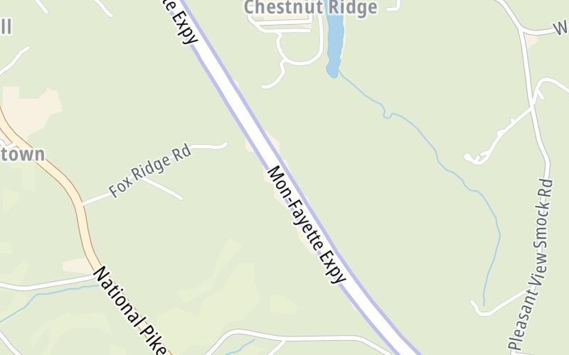 Static map of Mon Fayette Expressway at New Salem Mainline Toll Gantry