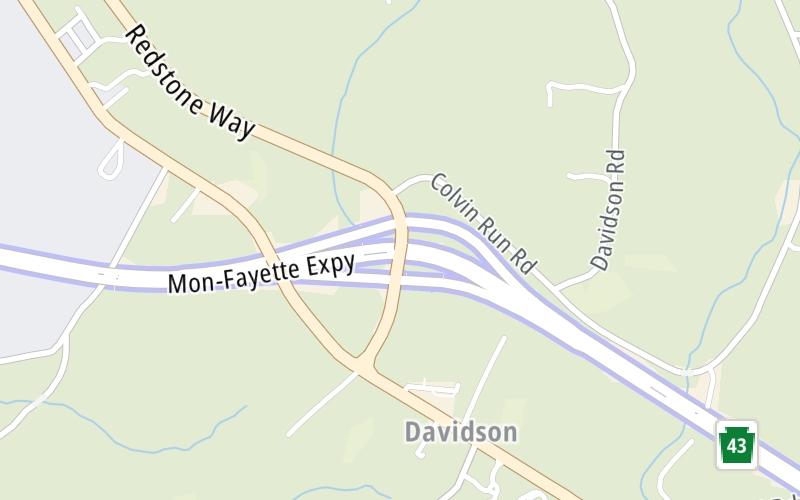 Static map of Mon Fayette Expressway at US 40 / Redstone Way