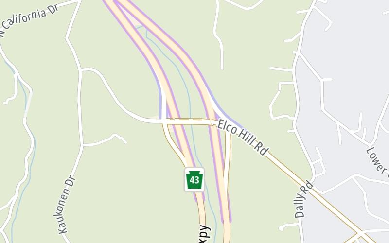 Static map of Mon Fayette Expressway at Elco Hill Road