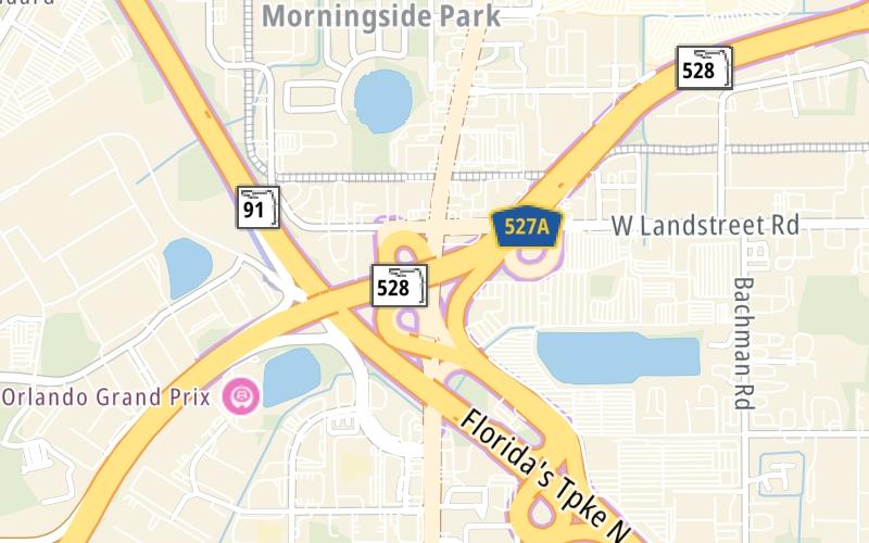 Static map of Beachline Expressway at US 17/US 92/US 441 / Florida's Turnpike