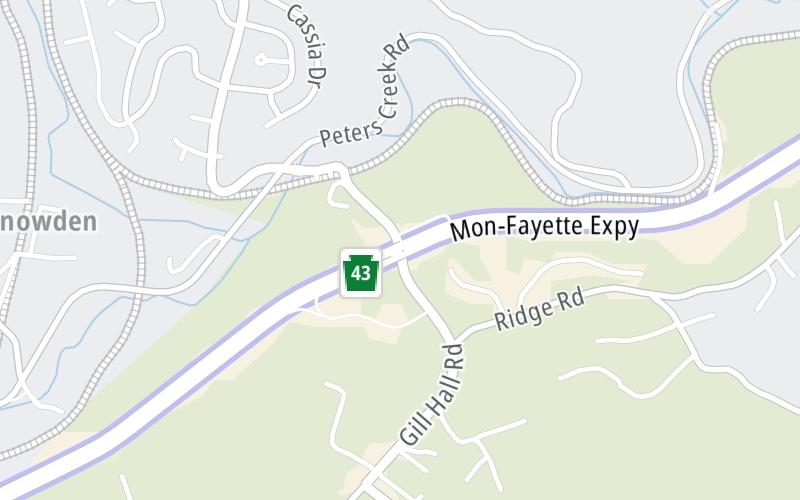 Static map of Mon Fayette Expressway at Gill Hall Road