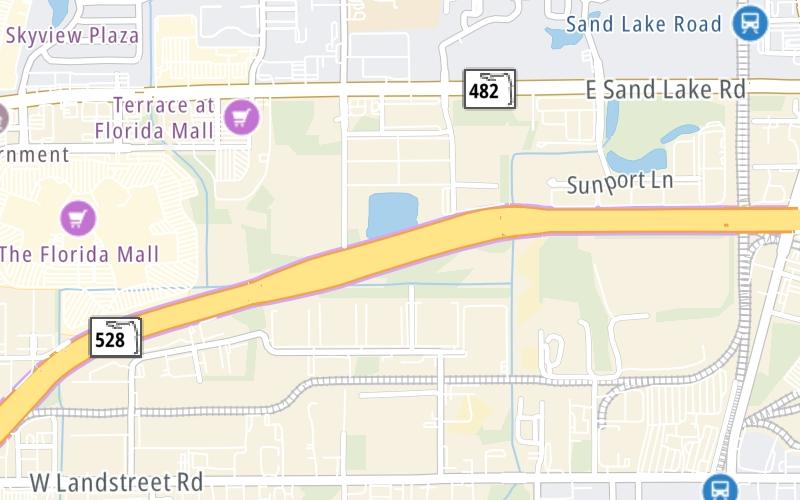 Static map of Beachline Expressway at Beachline West Mainline Toll Plaza