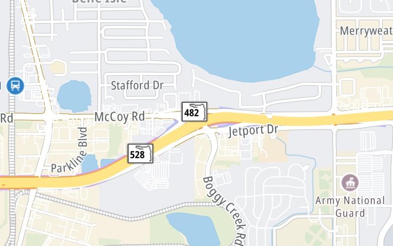 Static map of Beachline Expressway at McCoy Road / Jetport Drive